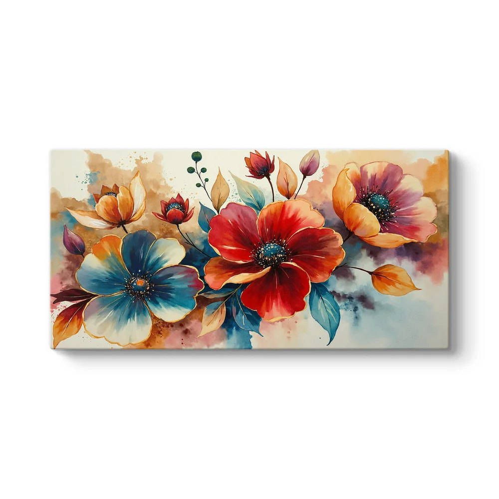 Pastel Tonlu Büyük Çiçekler Modern Kanvas Tablo